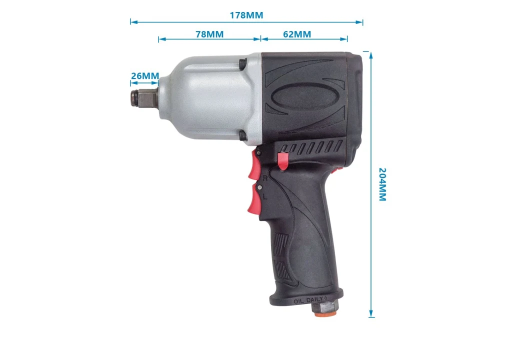 Van het de Luchthulpmiddel van de 1/2 Duim Vierkante Aandrijving van het het Magnesium Pneumatische Effect van de de Moersleutellucht Lichtgewicht maar Duurzame het Effectmoersleutel